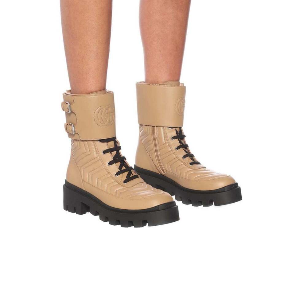 Gucci - Frances Leather Combat Boots - IT 37.5 - Picture 8 of 9